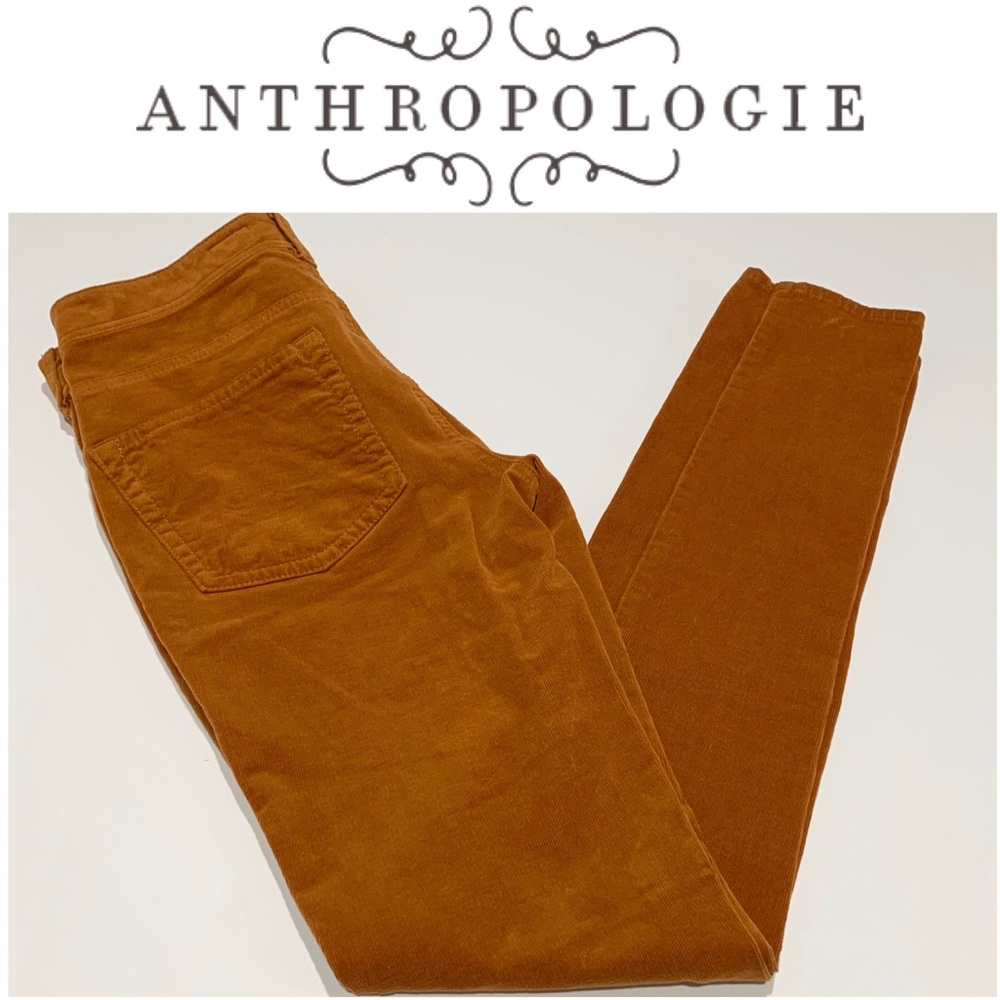 Anthropologie Pumpkin Serif Corduroy Skinny Pants